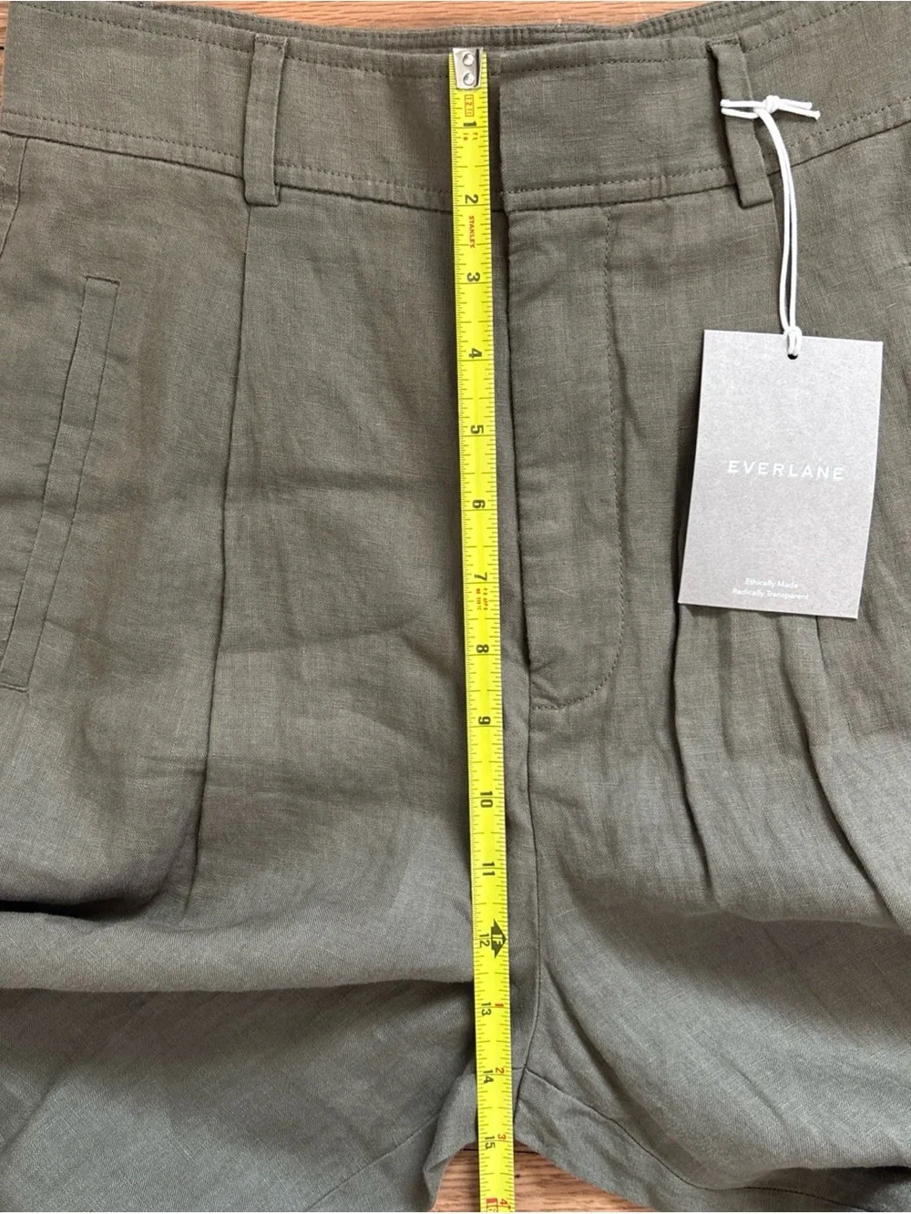 NWT Everlane Women's The Linen Way-High Drape Pant in Khaki Green Size 6